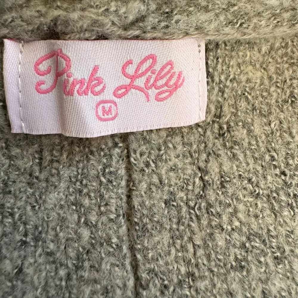 Pink Lily Color Block Striped Open Front Long Cardigan Sweater Medium